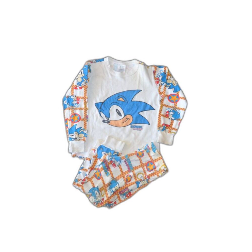 Vintage 90s Sonic Hedgehog Long Eddie's 100% Cotton Underwear Pajamas Set 10/12